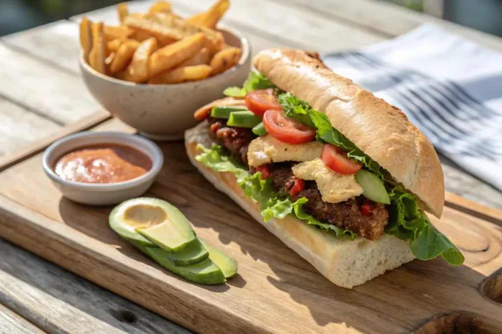 Beef Milanesa sandwich with fries