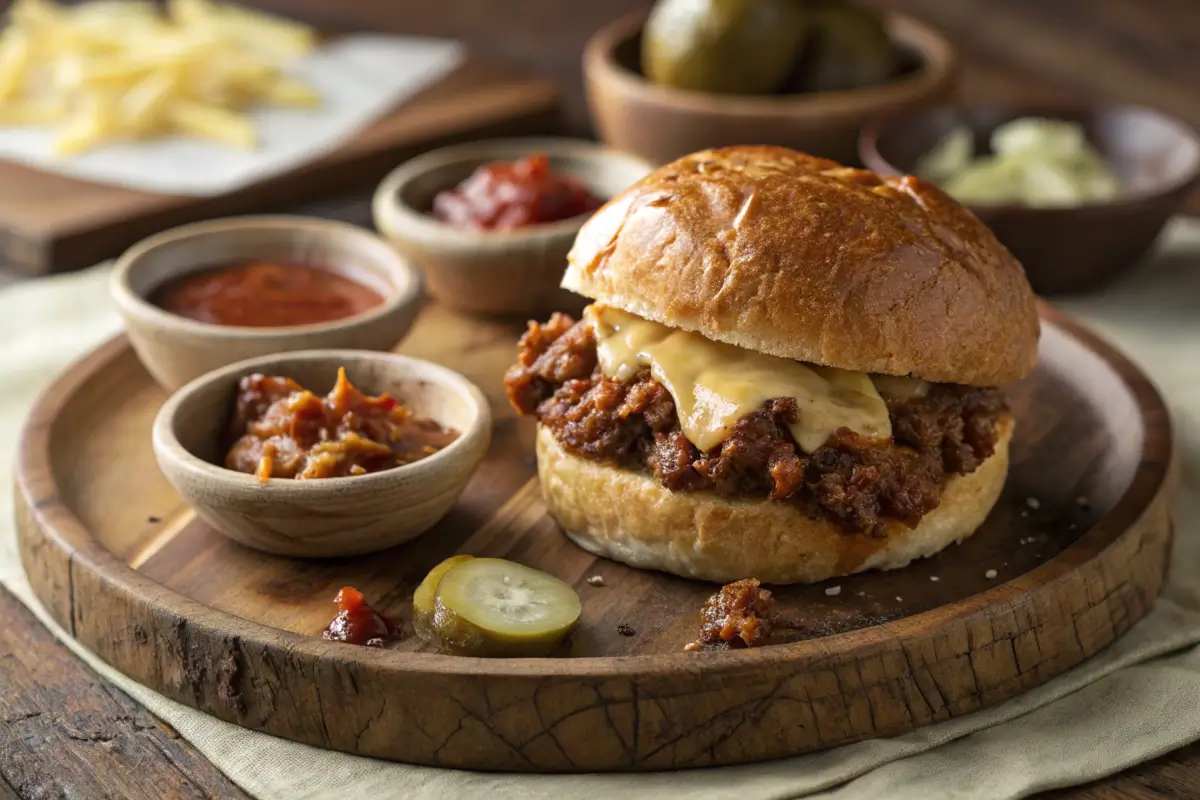 sloppy joe sliders with melted cheese and crispy buns.